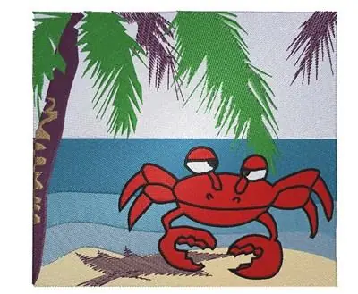 Beach Crab Scene Embroidery Design Worldwide Shipping