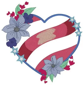Flag Heart Embroidery Design Wholesale