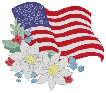 Flag & Flowers Embroidery Design While Supplies Last