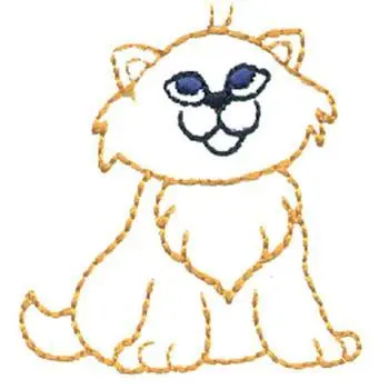 Deal Kitten Outline Embroidery Design
