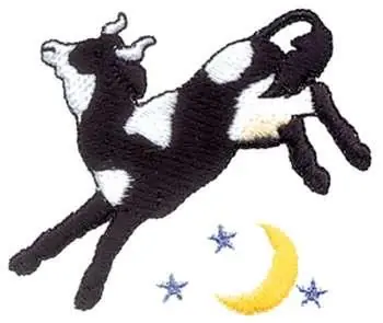 Worldwide Shipping Cow Jumps Moon Embroidery Design