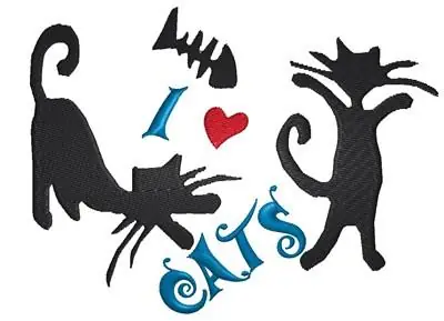 I Love Cats Embroidery Design Reduced Price