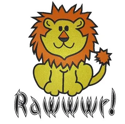 Free Shipping Cartoon Lion Rawwwr Embroidery Design
