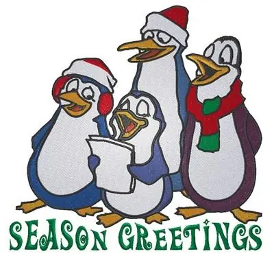 One Day Deal Penguin Carolers Greetings Embroidery Design