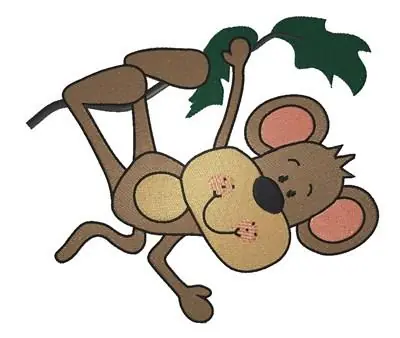 Cute Monkey Swinging Embroidery Design Worldwide Shipping