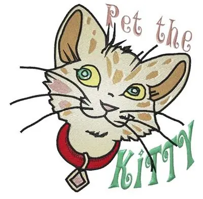 Pet The Kitty Embroidery Design One Day Deal