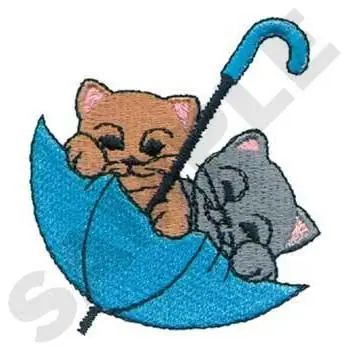 Clearance Kittens In Umbrella Embroidery Design