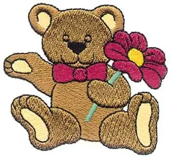 Bear with Daisy Embroidery Design High Quality