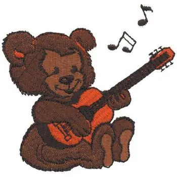 Guitar Teddy Embroidery Design Secure Checkout