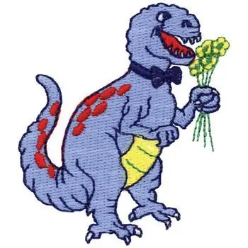 Wholesale Dinosaur With Flowers Embroidery Design