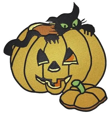 Black Cat in Pumpkin Embroidery Design Buy Today