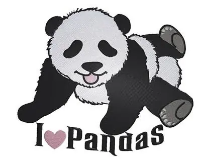 Instant Buy I Love Pandas Embroidery Design