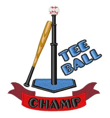 Tee Ball Champ Embroidery Design Certified