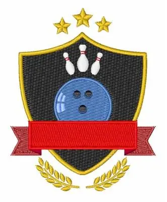 Bowling Shield Embroidery Design Worldwide Shipping