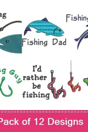 Id Rather Be Fishing Embroidery design pack by Favpro Designs, Embroidery Packs on EmbroideryDesigns.com Handmade