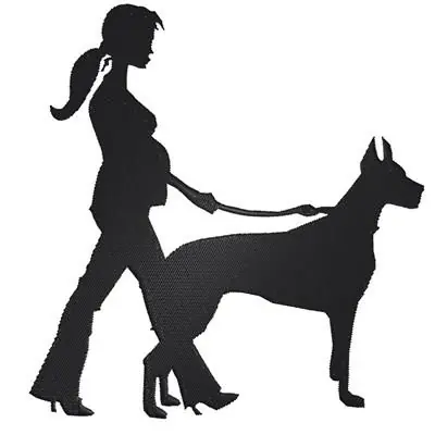 Woman with Doberman Embroidery Design Big Sale