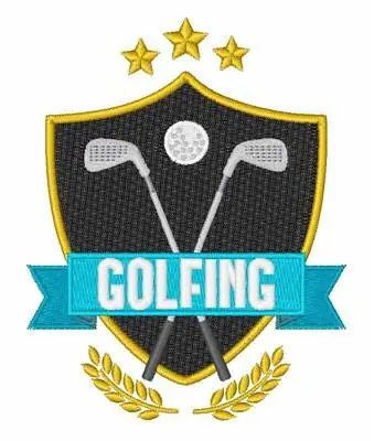 Golfing Shield Embroidery Design Exclusive