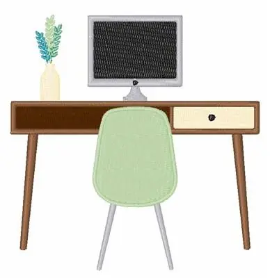 Mid Century Modern Desk Embroidery Design Exclusive