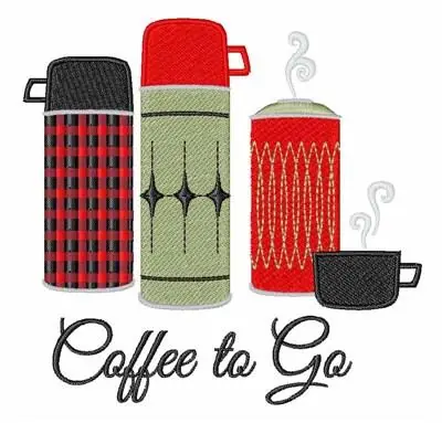 Coffee To Go Embroidery Design Warranty Included
