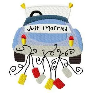 Just Married Car Embroidery Design Same Day Shipping