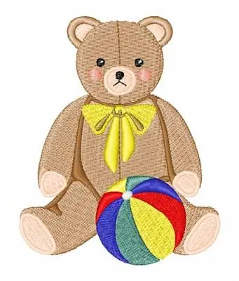 Teddy Bear & Ball Embroidery Design Exclusive
