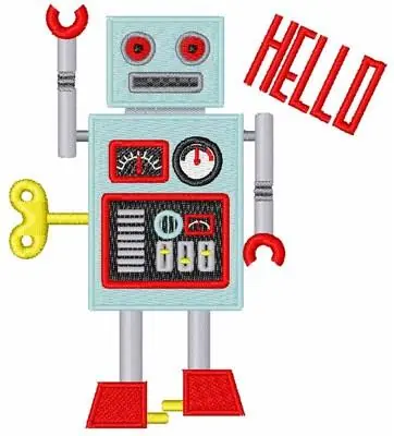 Trending Robot Hello Embroidery Design