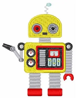 Don’t Miss Out Yellow Robot Embroidery Design