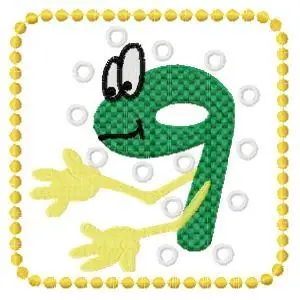 Cartoon 9 Embroidery Design Certified
