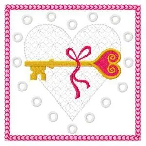 Affordable Heart Key Embroidery Design