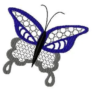 Save Now Blue Grey Butterfly Embroidery Design