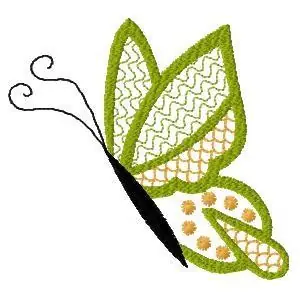 Green Butterfly Embroidery Design In Demand