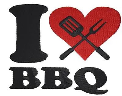Buy Today I love BBQ with Heart Embroidery Design