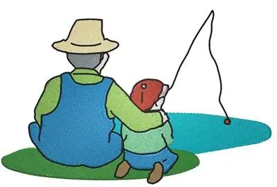 Markdown Grandpa & Boy Fishing Embroidery Design