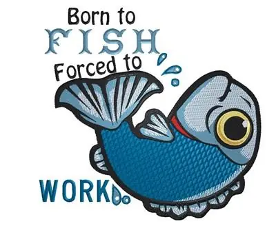 No Minimum Order Born To Fish Embroidery Design