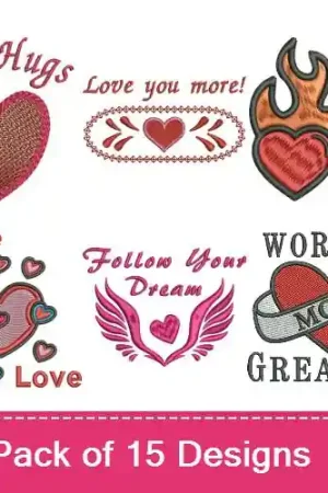 Worldwide Shipping Looking For Love Embroidery design pack by Favpro Designs, Embroidery Packs on EmbroideryDesigns.com