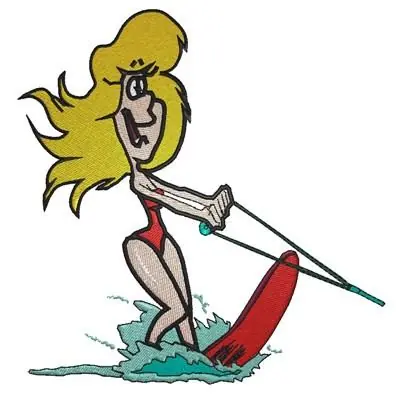 Woman Waterskiing Embroidery Design Trusted Brand