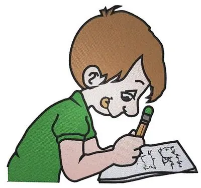 Schoolboy Writing Embroidery Design Get Yours