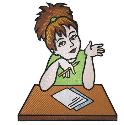 Seasonal Sale Schoolgirl Desk Embroidery Design