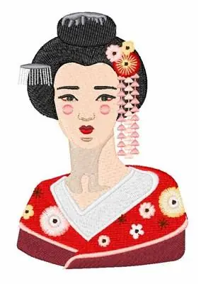 Japanese Geisha Embroidery Design Money Back Guarantee