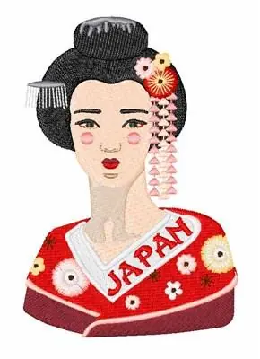Modern Japan Geisha Embroidery Design