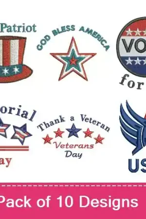 God Bless America Embroidery design pack by Favpro Designs, Embroidery Packs on EmbroideryDesigns.com Limited Offer