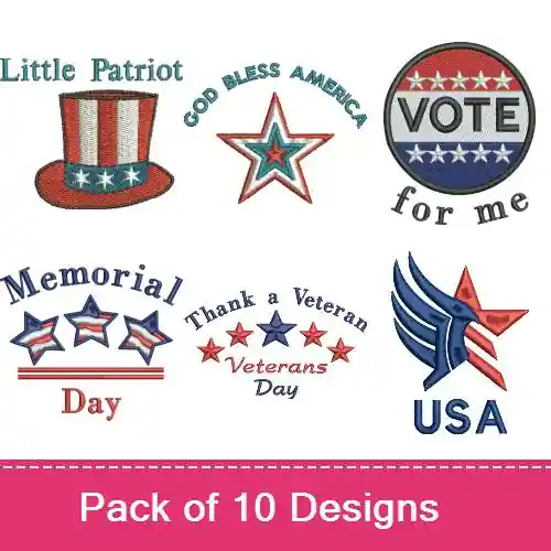 God Bless America Embroidery design pack by Favpro Designs, Embroidery Packs on EmbroideryDesigns.com Limited Offer