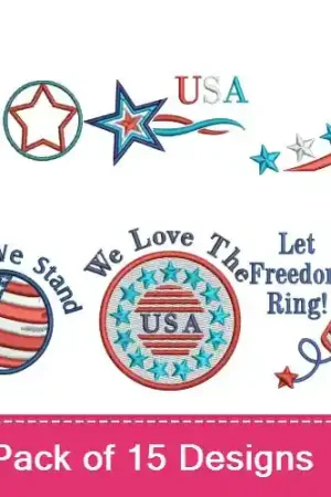 Hot Picks Let Freedom Ring! Embroidery design pack by Favpro Designs, Embroidery Packs on EmbroideryDesigns.com