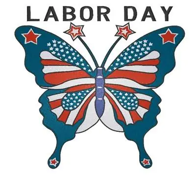 Butterfly Labor Day Embroidery Design Brand New