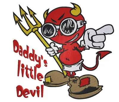 Daddys Devil Embroidery Design No Minimum Order