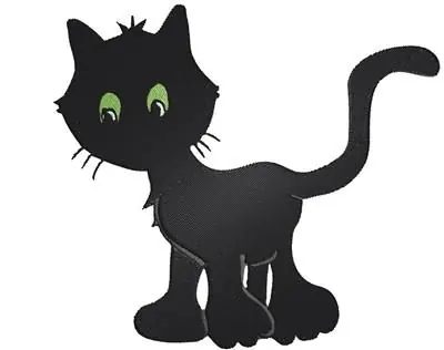 Black Kitty Embroidery Design Modern
