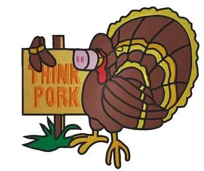 Think Pork Embroidery Design Super Sale