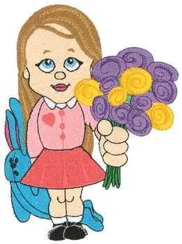 Girl & Flowers Embroidery Design Deal
