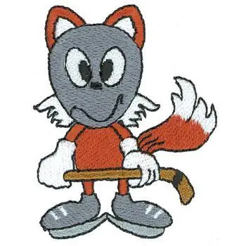 Hockey Fox Embroidery Design Original