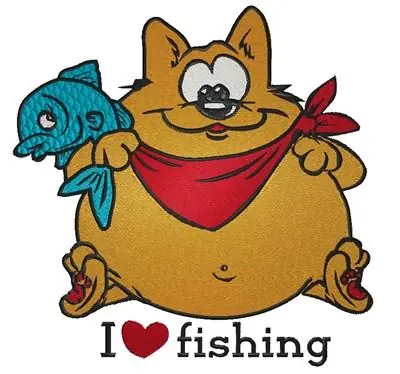 Fishing Cat Embroidery Design Free Delivery